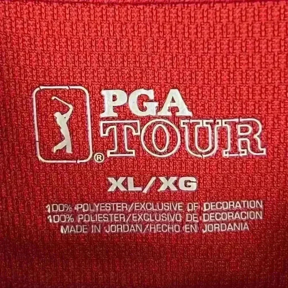PGA Tour Men’s Polo Size XL Red Polyester Short Sleeves Christmas Golf Casual - Picture 2 of 8